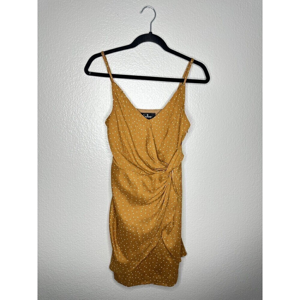 Lulus Dress Womens Small Polka Dot Wrap Mini Ruched Adjustable Straps Summer Par